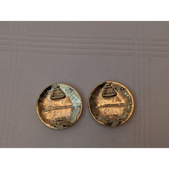 Gold Plated Chain Necklace W/ Glass Rhinestones & Coordinating Clip Earrings Set - Picture 9 of 12